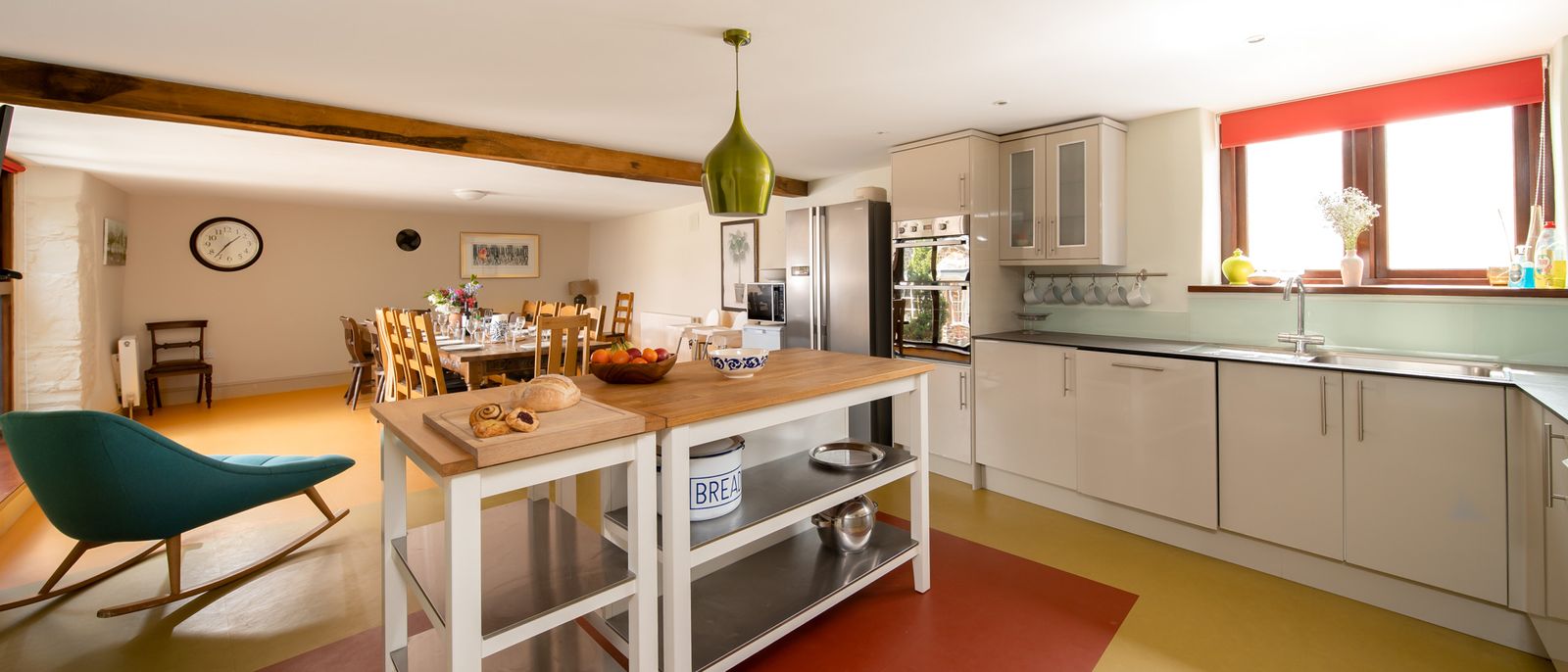 Dining at our large holiday cottage in North Devon